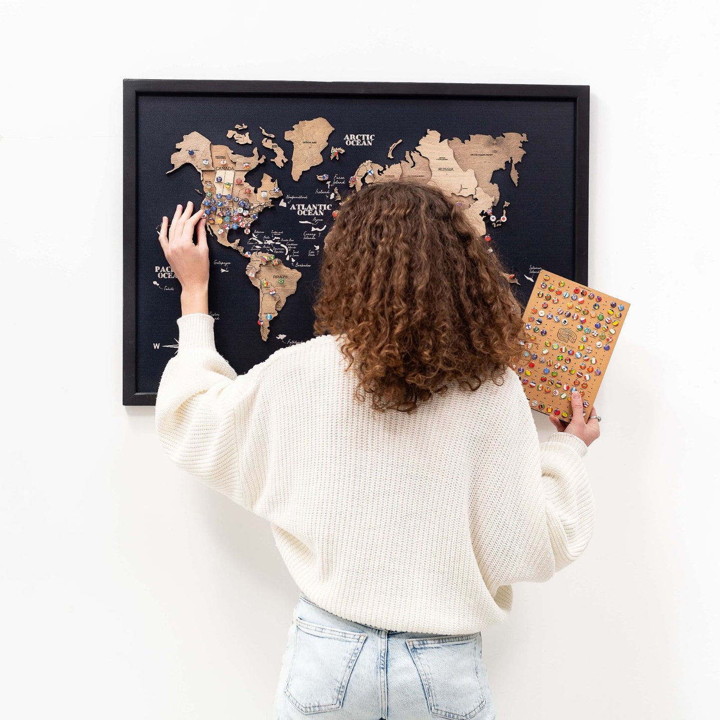 3D Wooden Panel World Map Wall Art - Terra