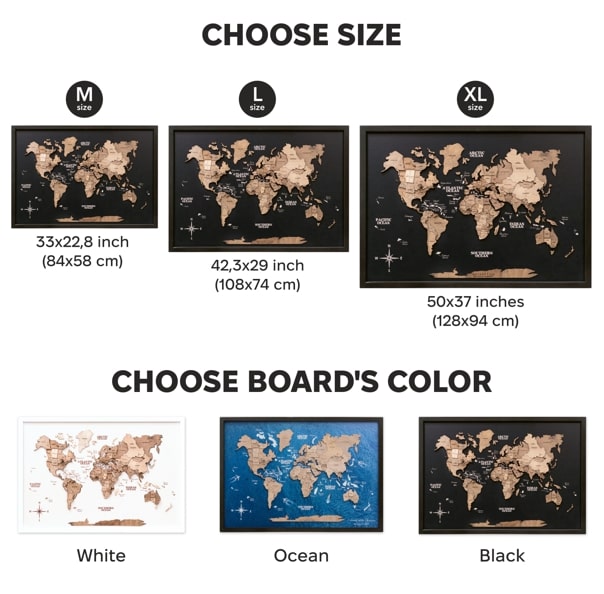 3D Wooden Panel World Map Wall Art - Terra