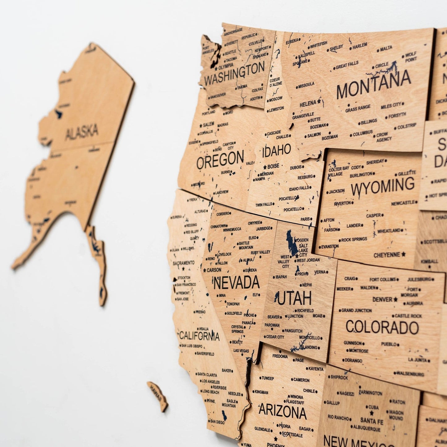 Wood 3D USA Map Wall Art - Gold