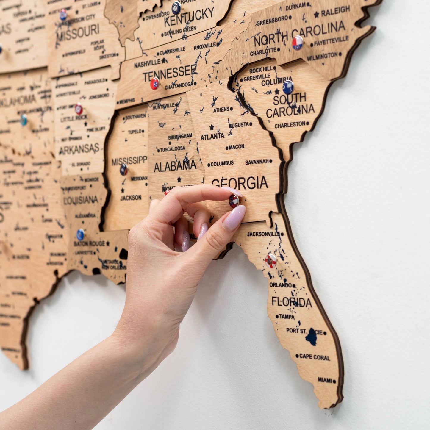 Wood 3D USA Map Wall Art - Gold