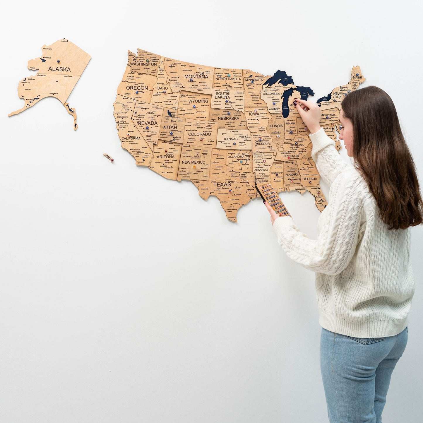 Wood 3D USA Map Wall Art - Gold