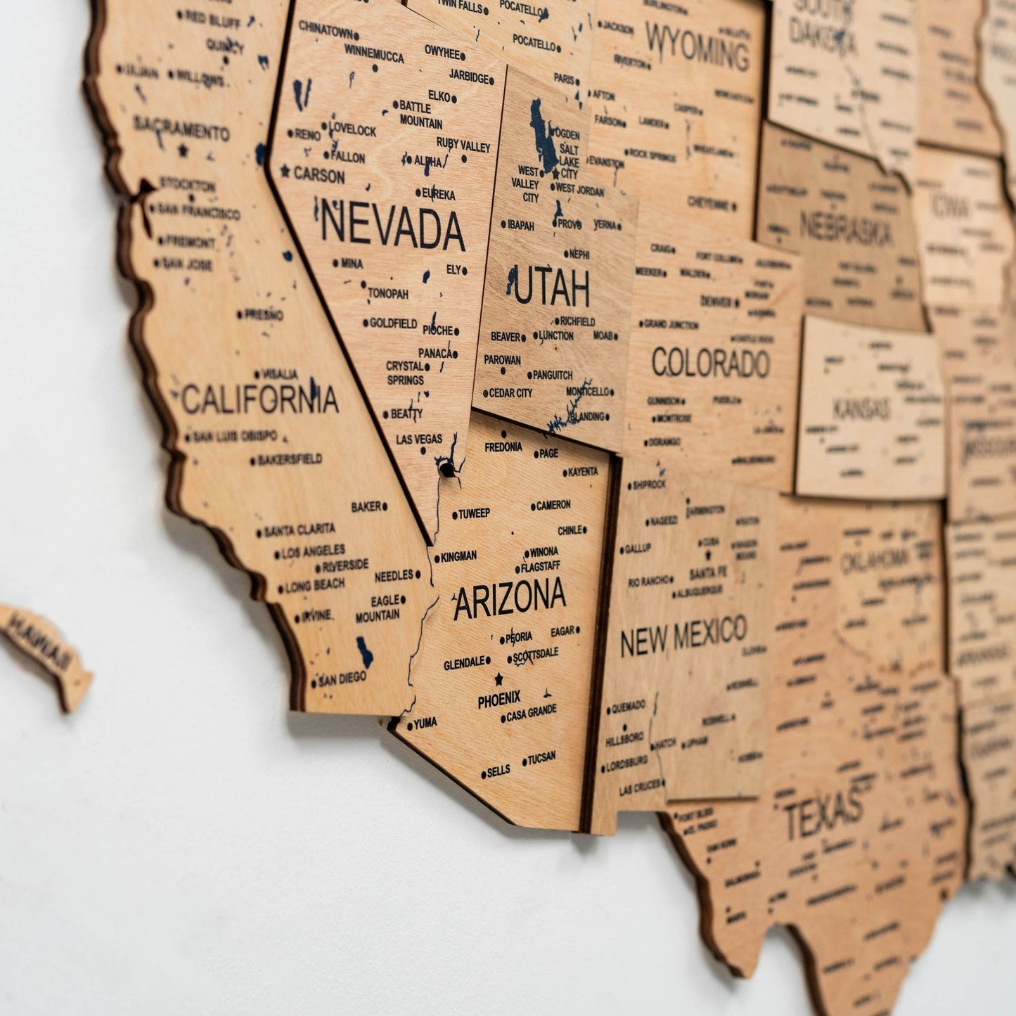 Wood 3D USA Map Wall Art - Gold
