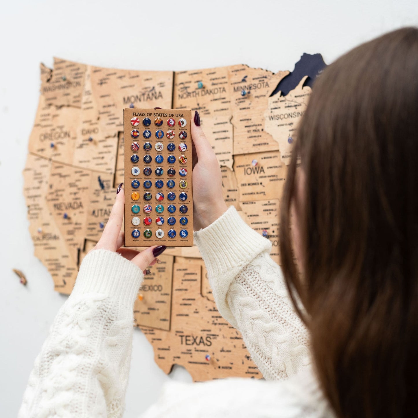 Wood 3D USA Map Wall Art - Gold