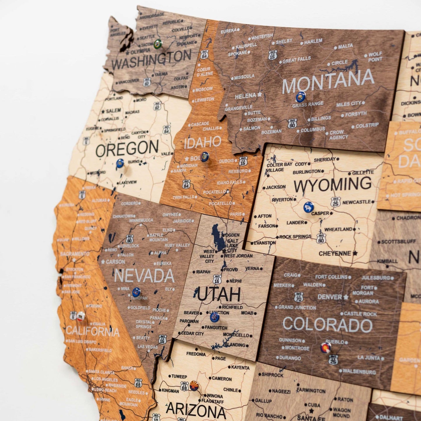 Wood 3D USA Map Wall Art - Multicolor