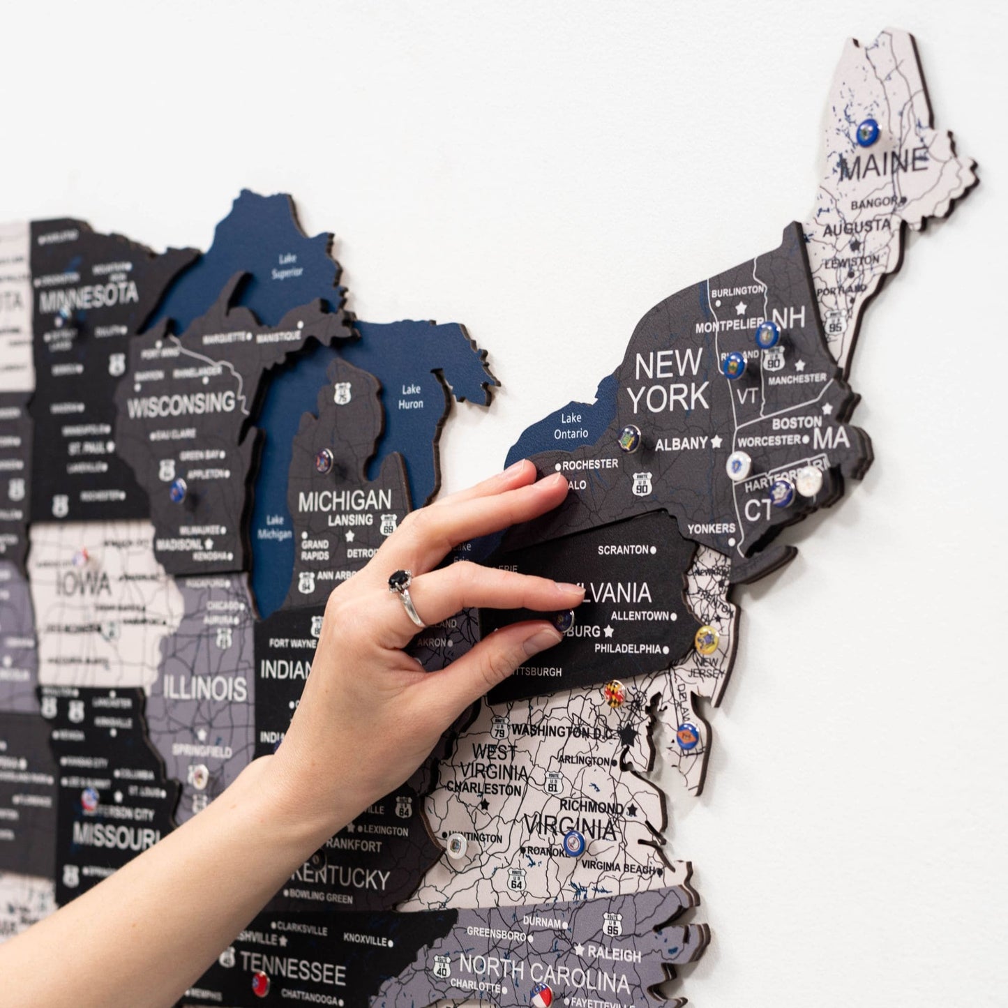 Wood 3D USA Map Wall Art - Nordik