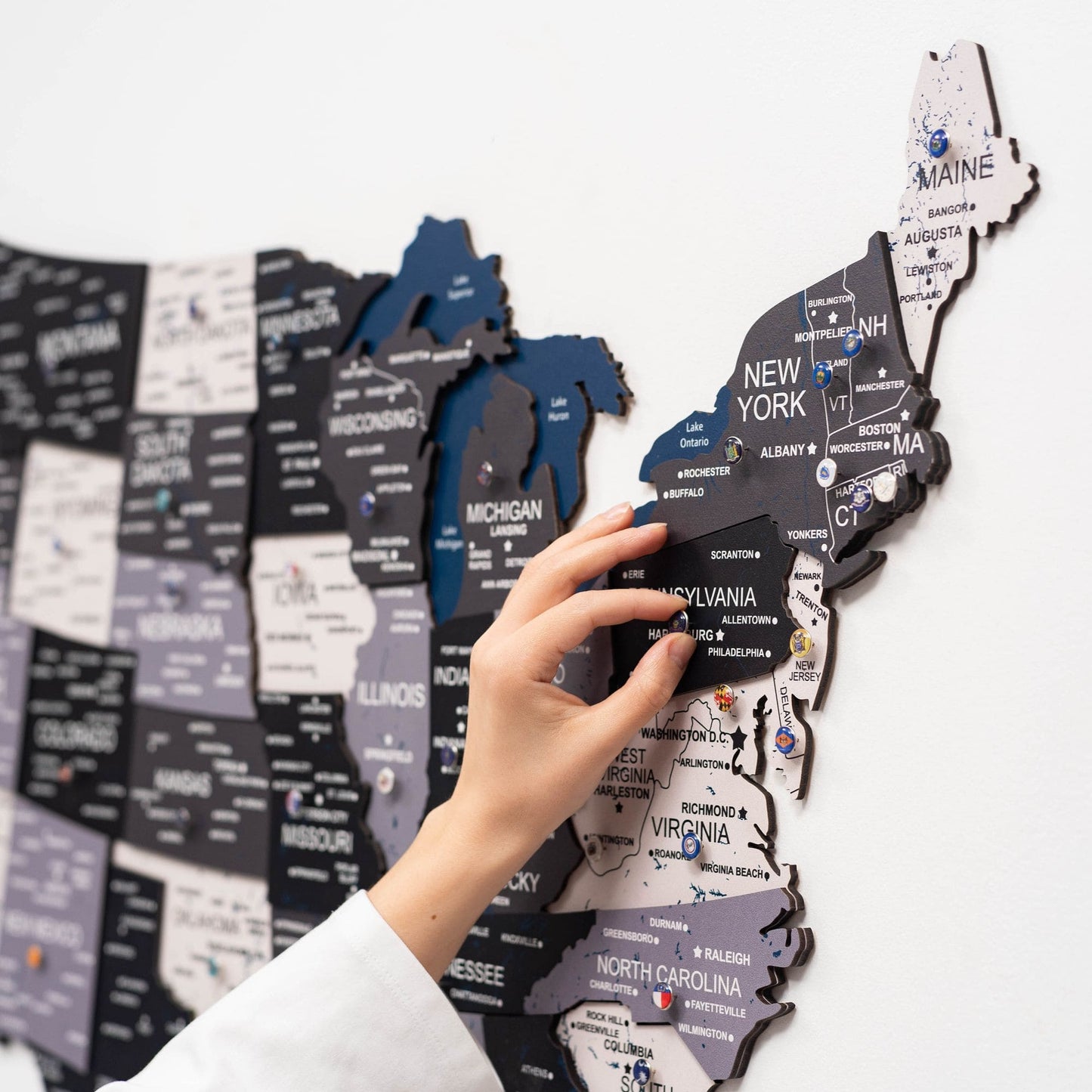 Wood 3D USA Map Wall Art - Nordik