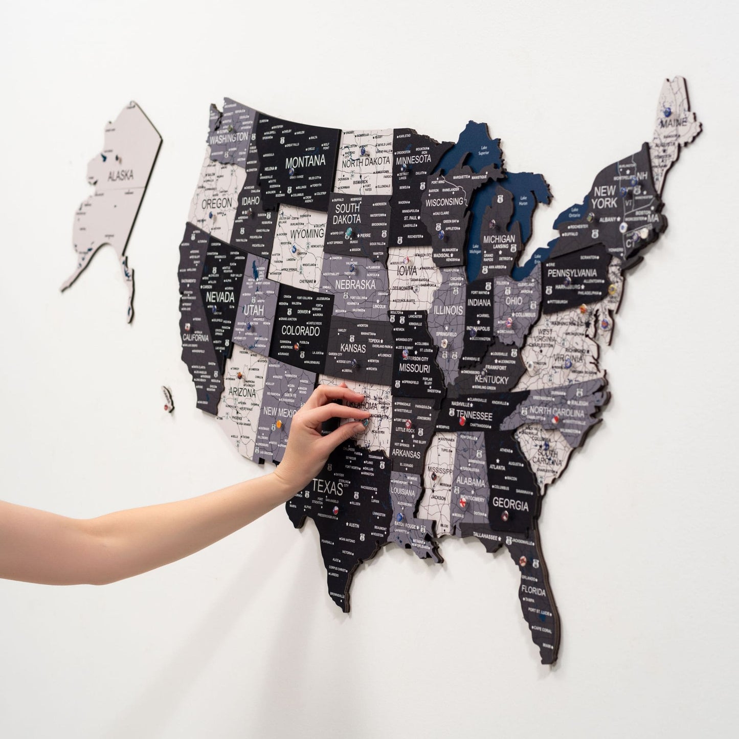Wood 3D USA Map Wall Art - Nordik