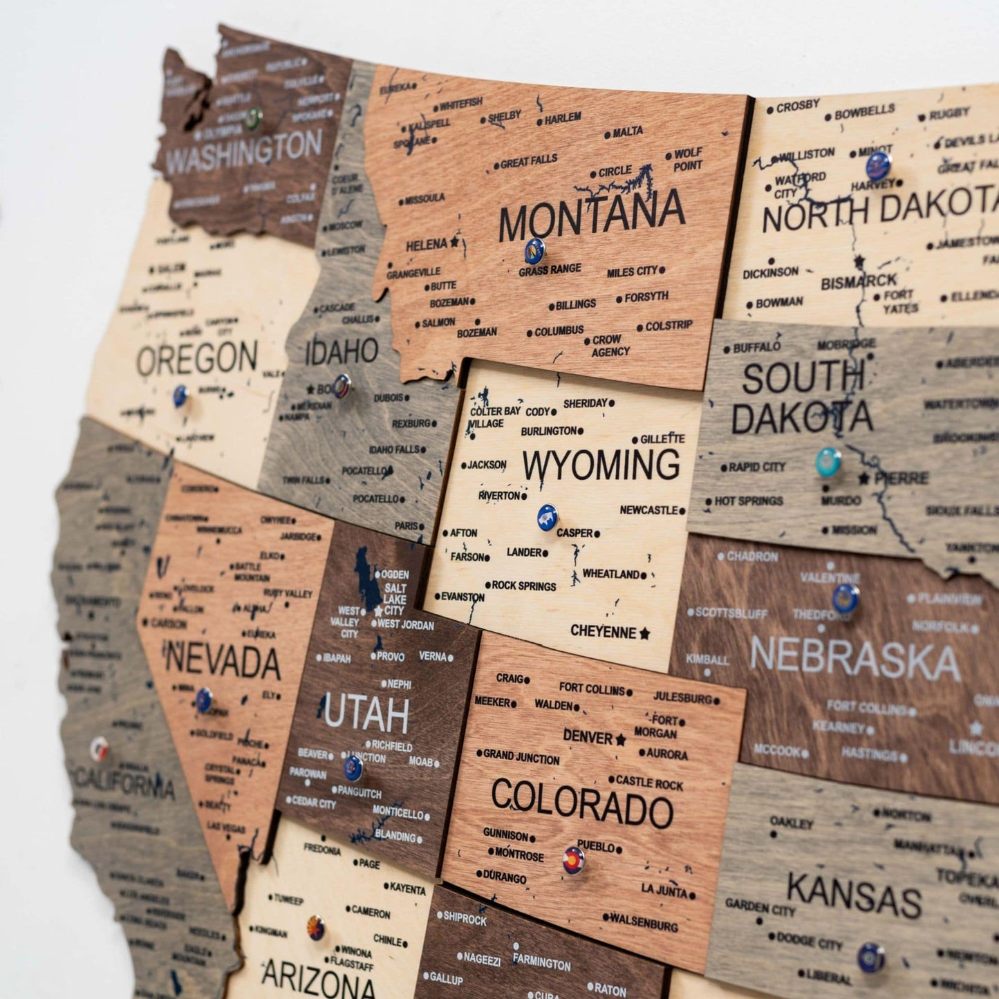 Wood 3D USA Map Wall Art - Smokey