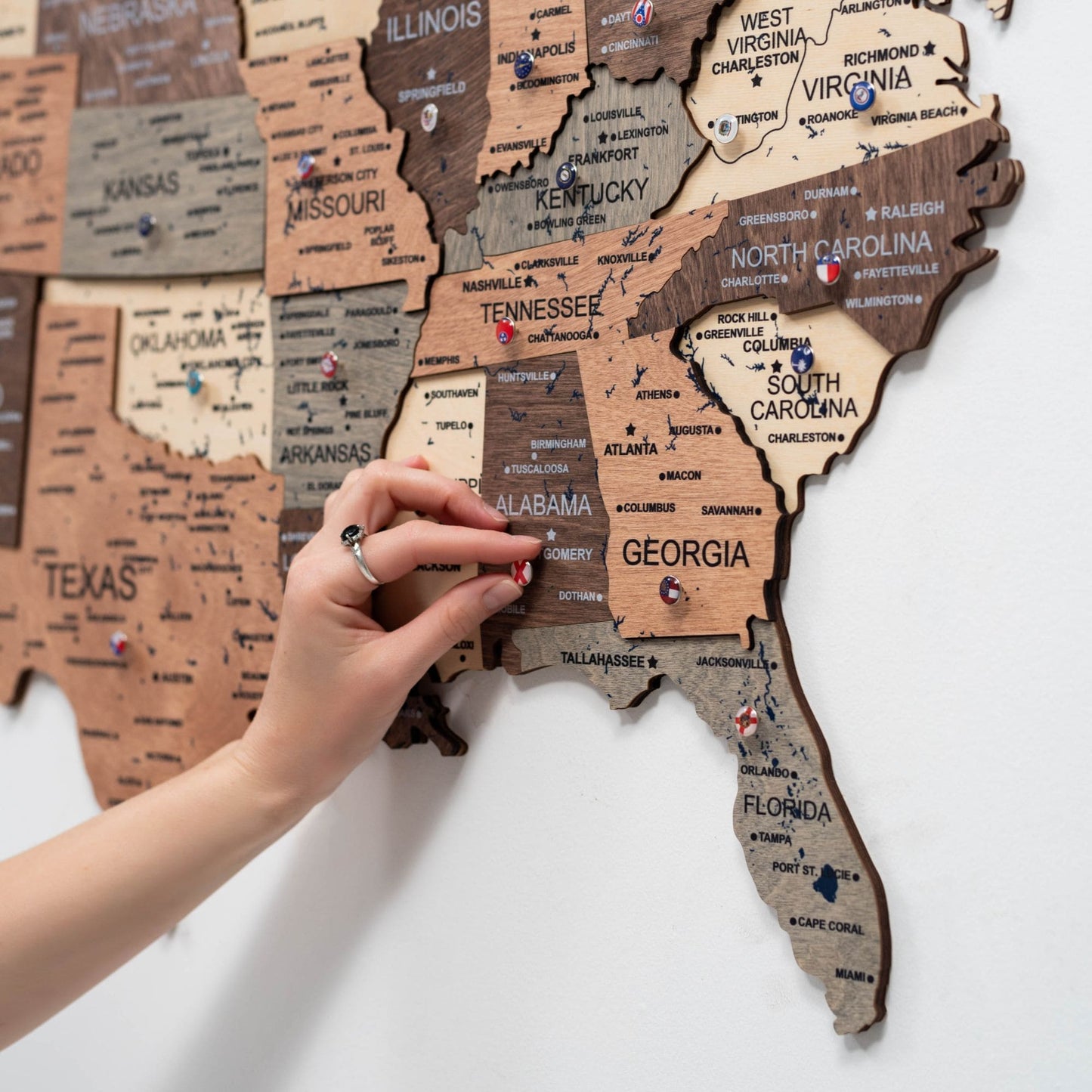 Wood 3D USA Map Wall Art - Smokey