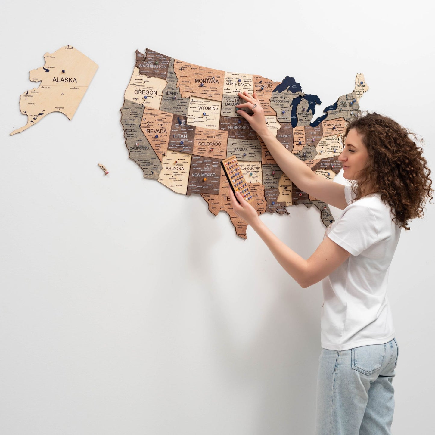 Wood 3D USA Map Wall Art - Smokey