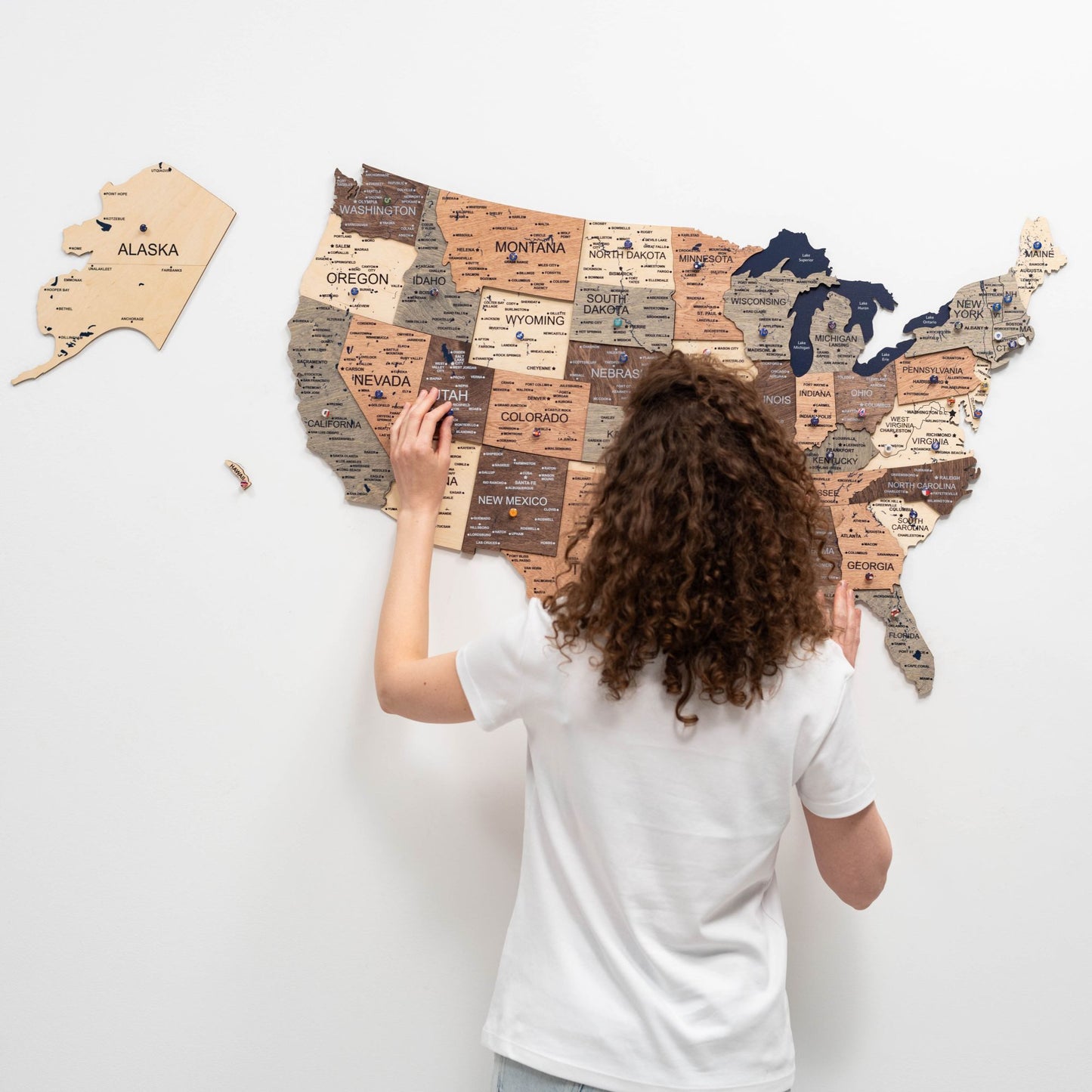 Wood 3D USA Map Wall Art - Smokey
