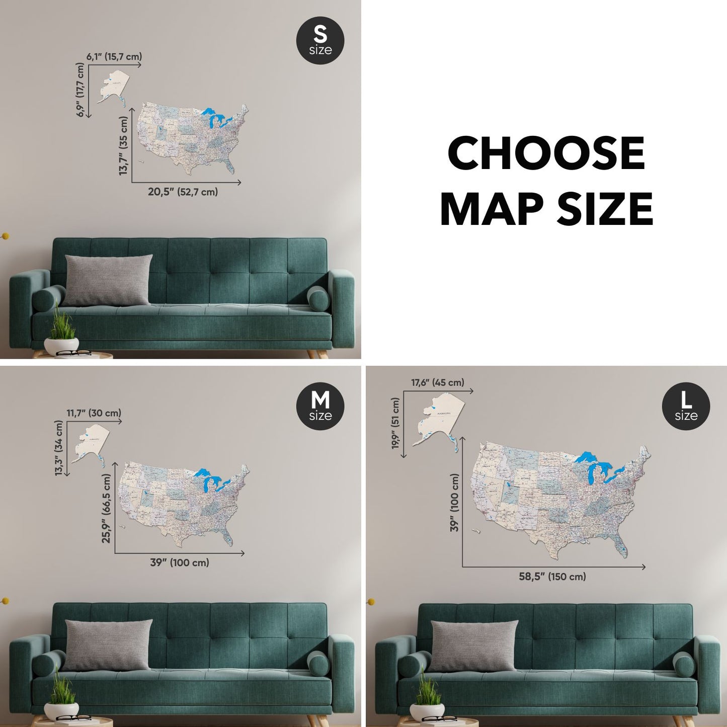 Wooden USA Map Wall Art