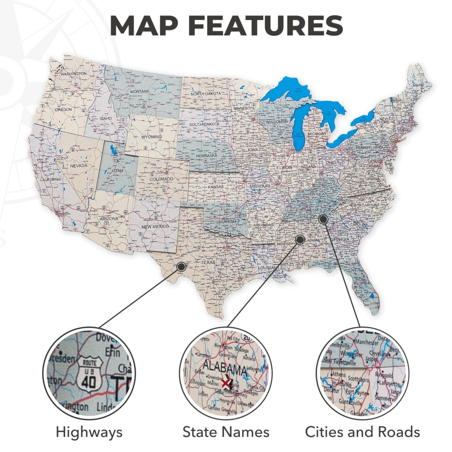 Wooden USA Map Wall Art