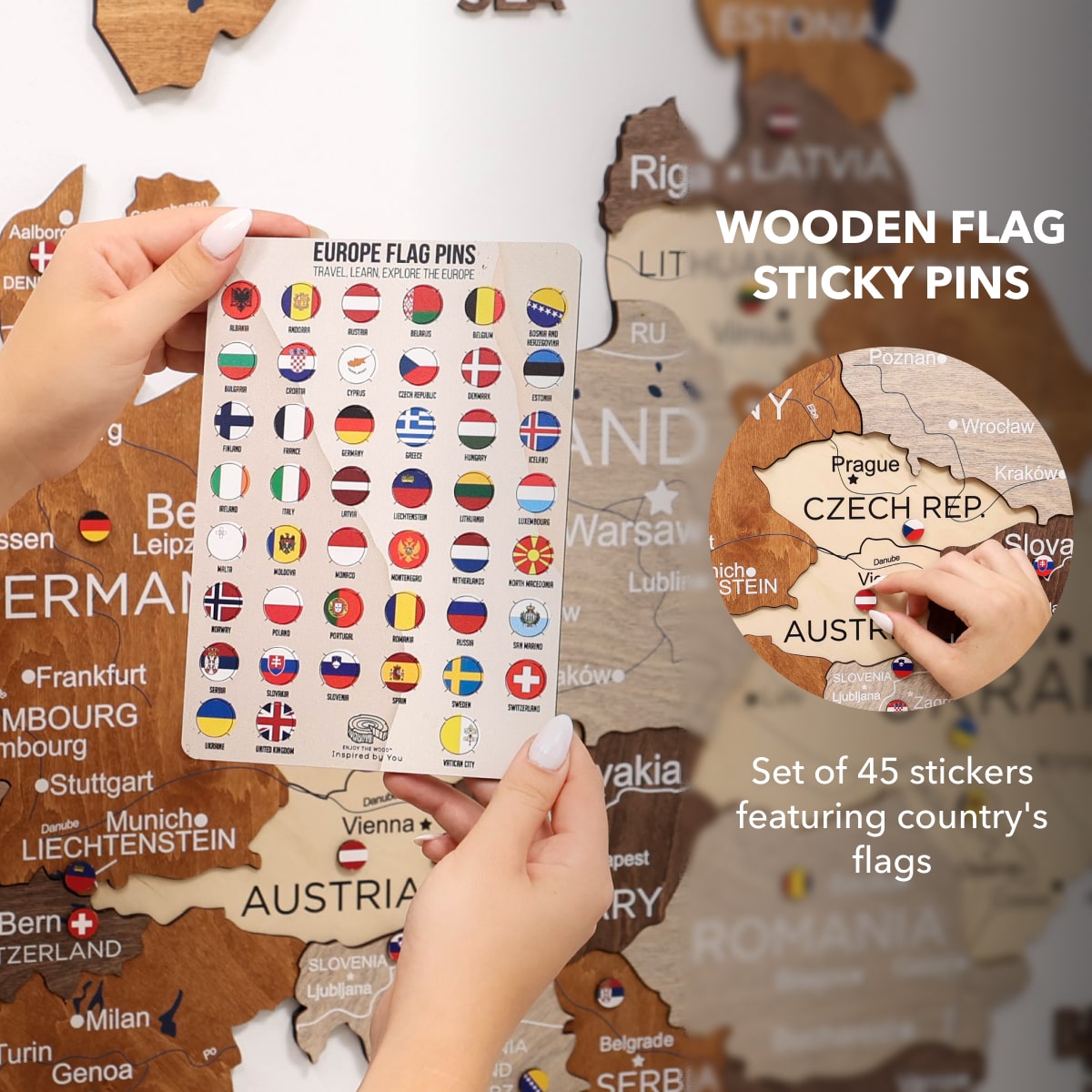 3D Wooden Europe Map Wall Art - Multicolor