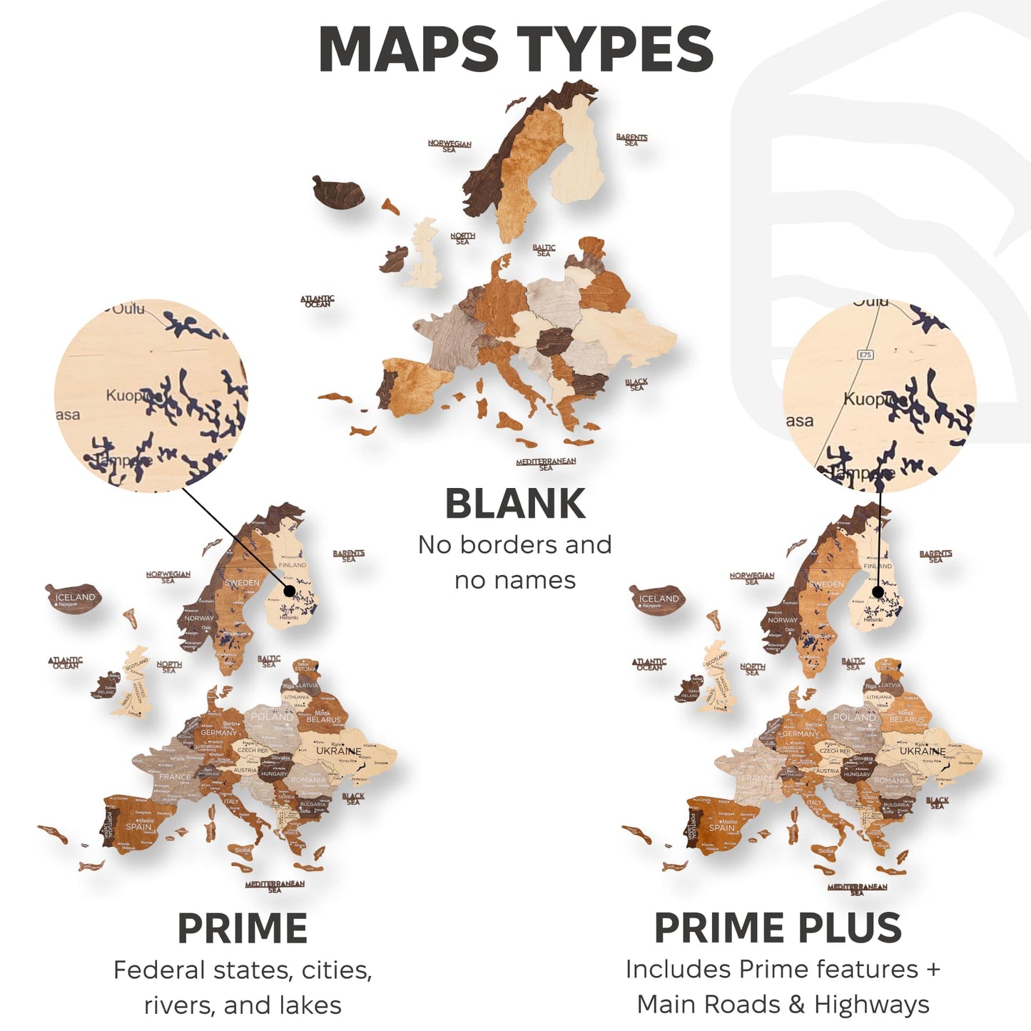 3D Wooden Europe Map Wall Art - Multicolor