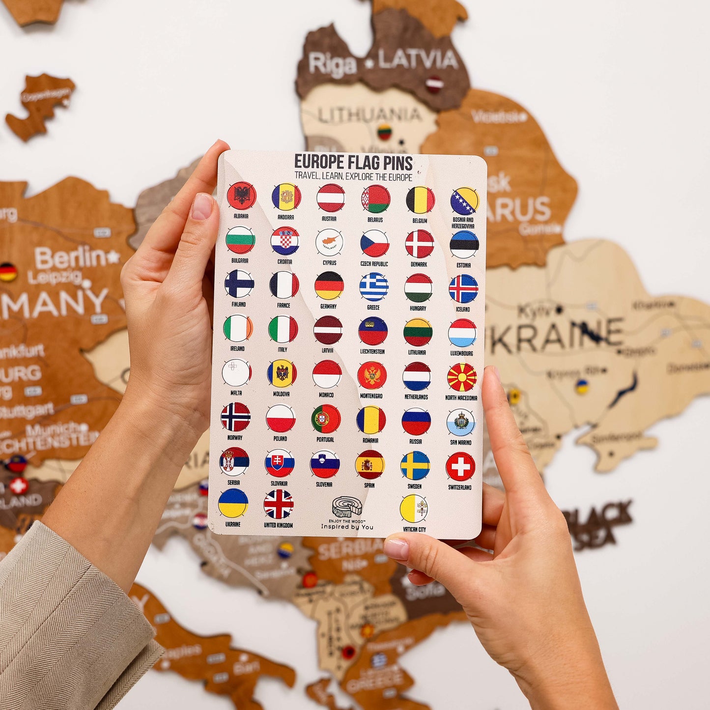 3D Wooden Europe Map Wall Art - Multicolor
