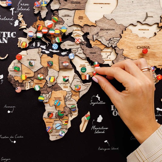 Wooden World Map Panel Wall Art - Multicolor