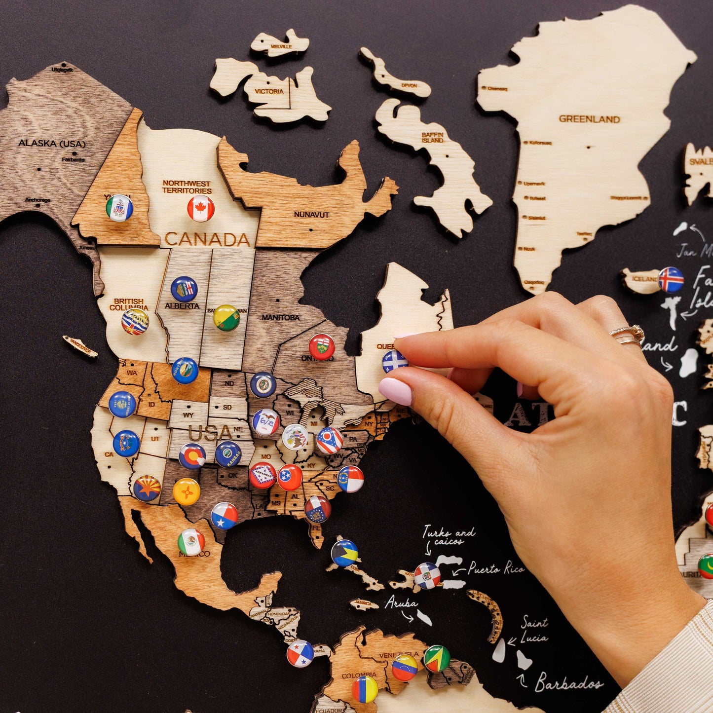 Wooden World Map Panel Wall Art - Multicolor