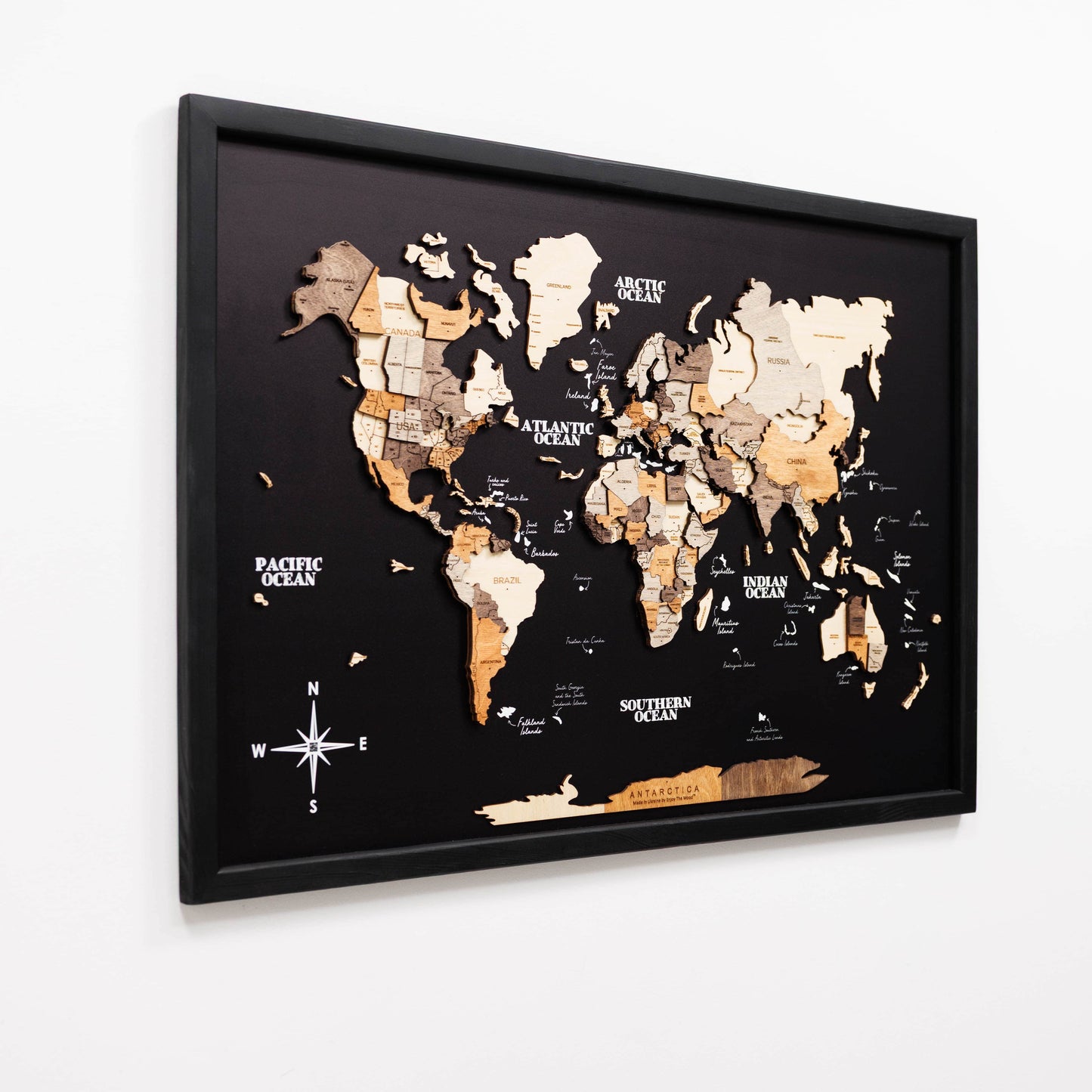 Wooden World Map Panel Wall Art - Multicolor