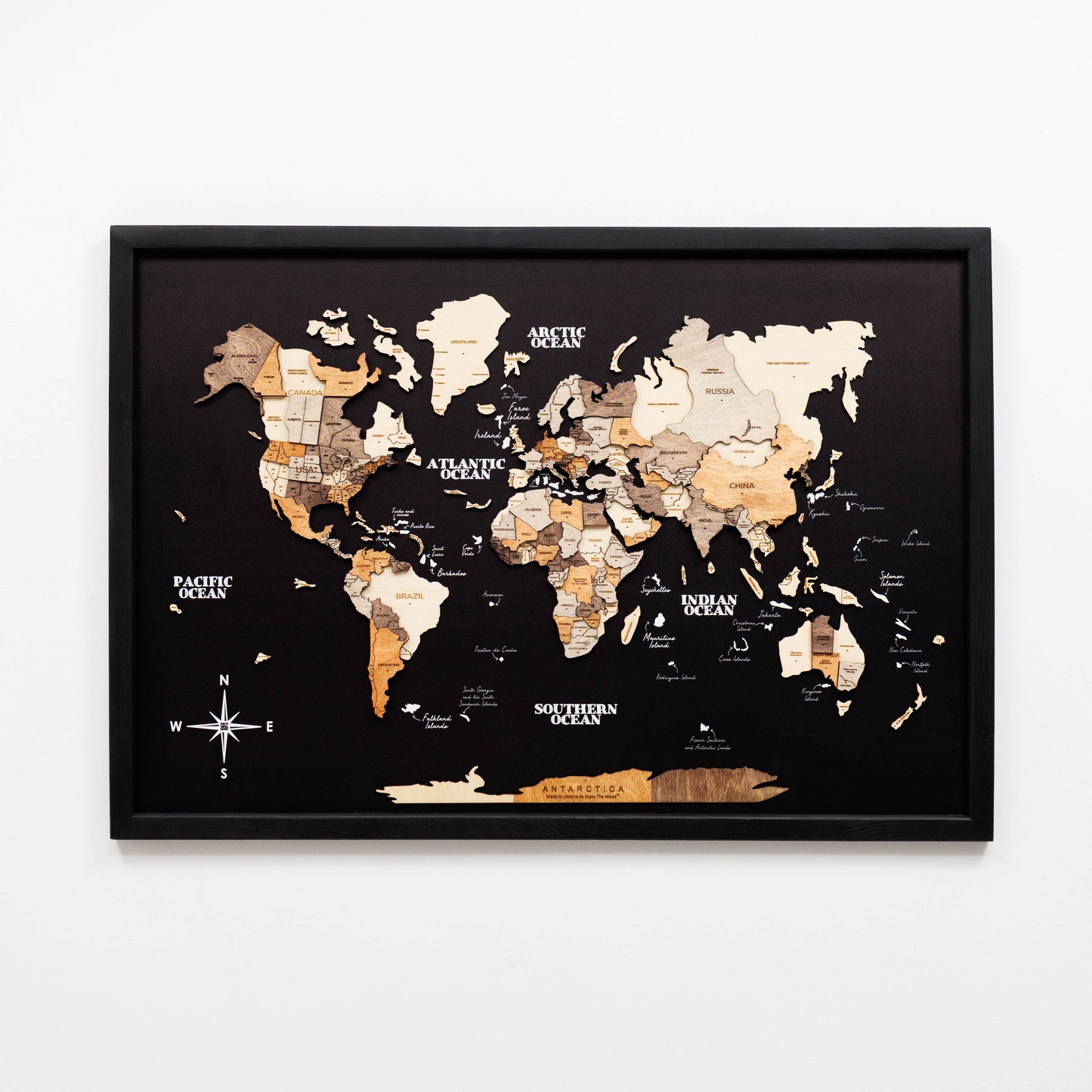 Wooden World Map Panel Wall Art - Multicolor