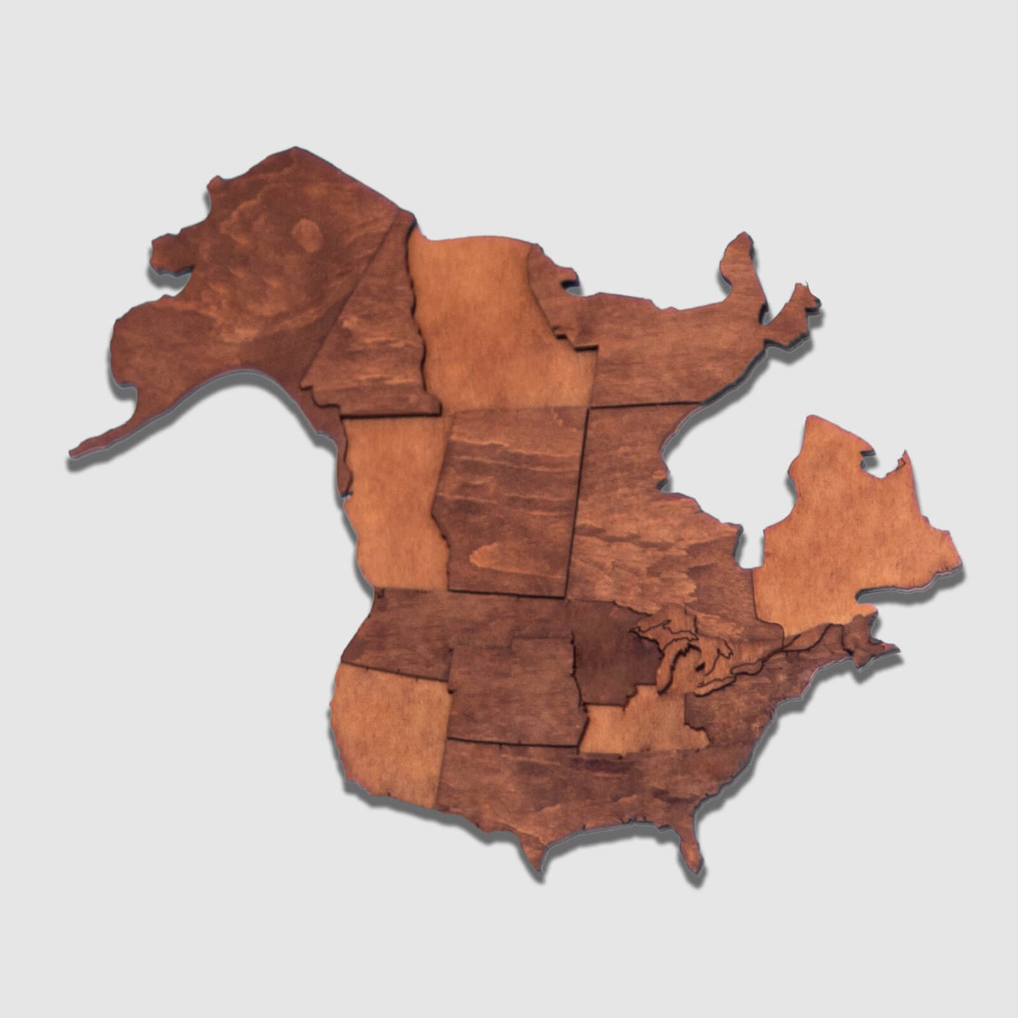 3D Wooden World Map Wall Art - Oak