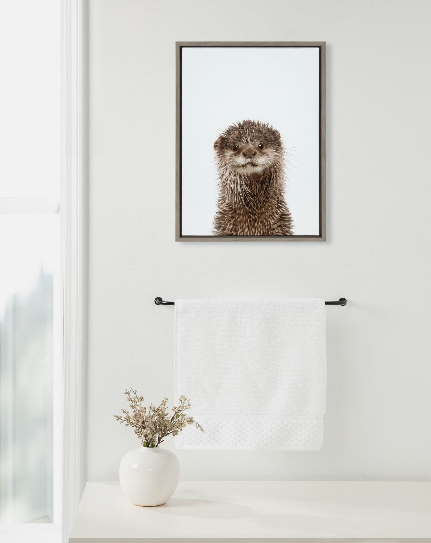 Otter Portrait Framed Canvas Wall Art, Nursery Decor