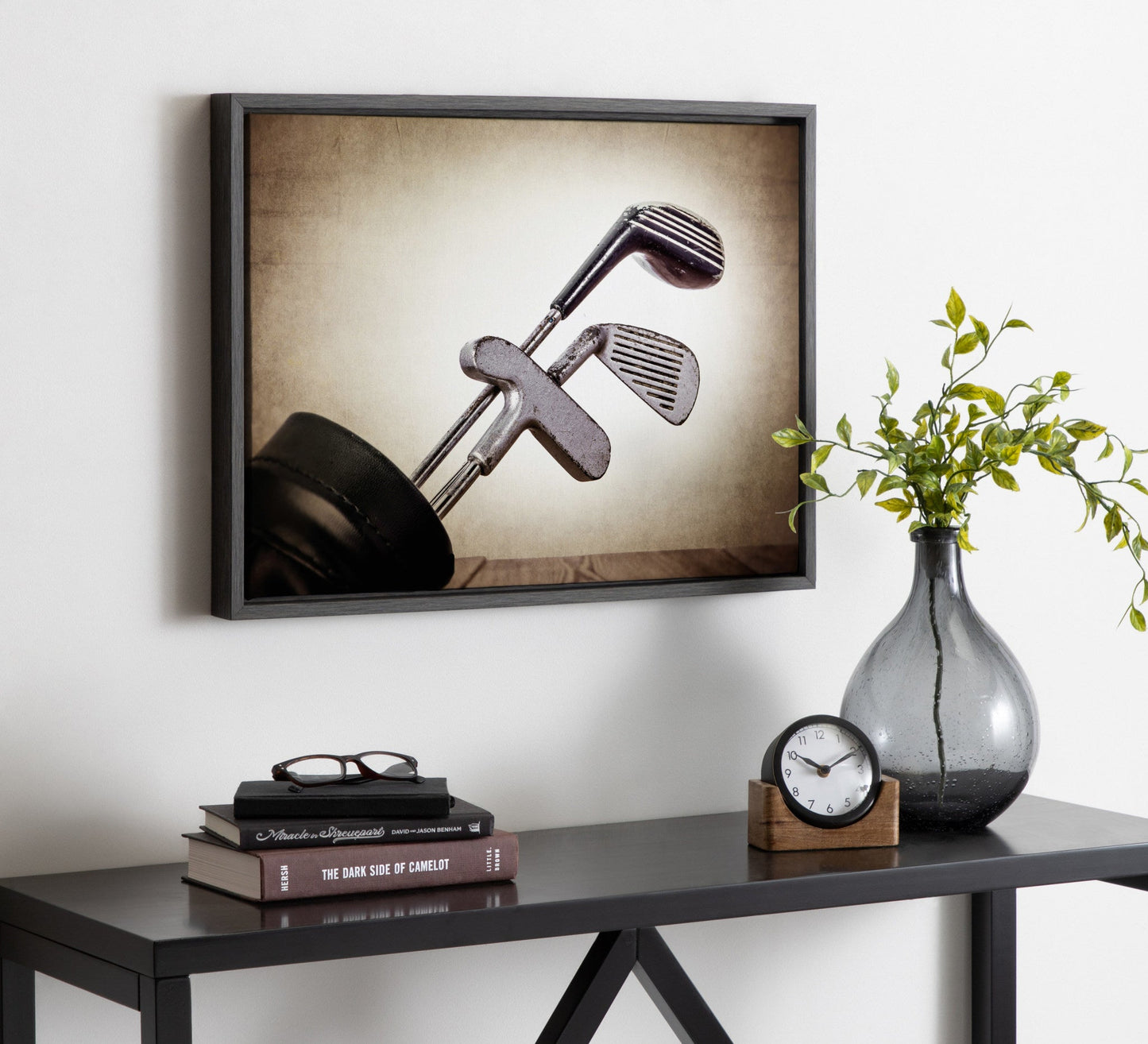 Vintage Golf Clubs Framed Canvas Wall Art