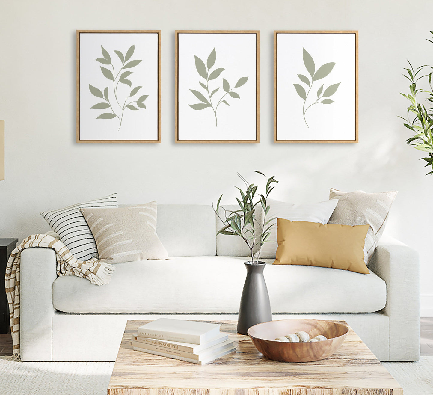 Sage Green Botanical Wall Art Set of 3 Prints