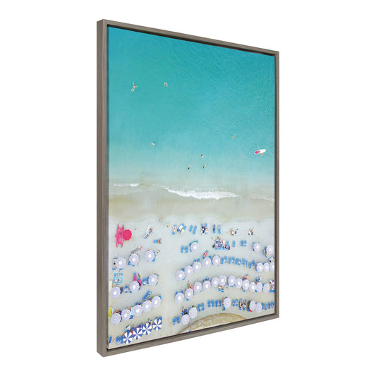 Coastal Swimmers Overhead Framed Canvas Wall Art
