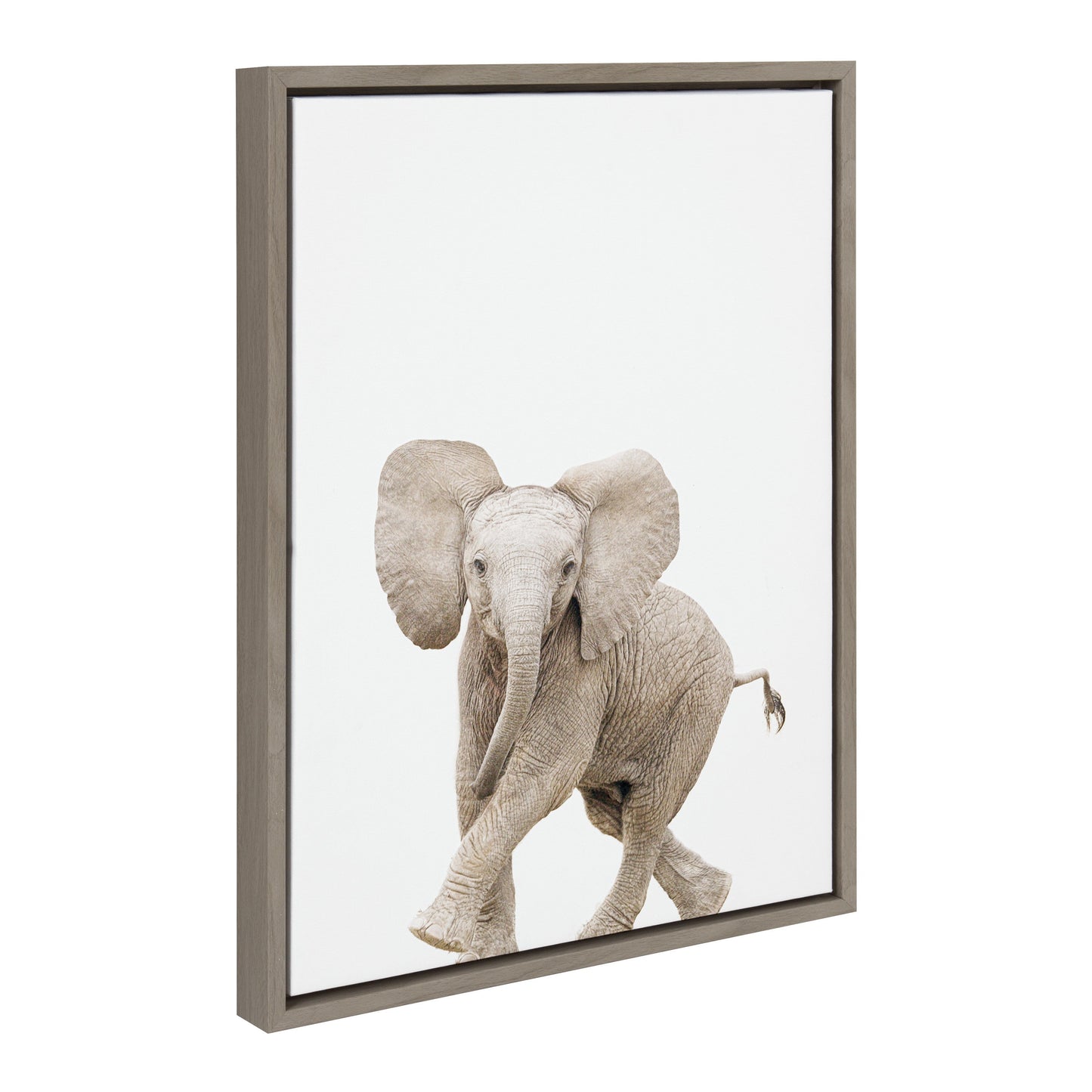 Baby elephant walk framed canvas wall art for a nursery