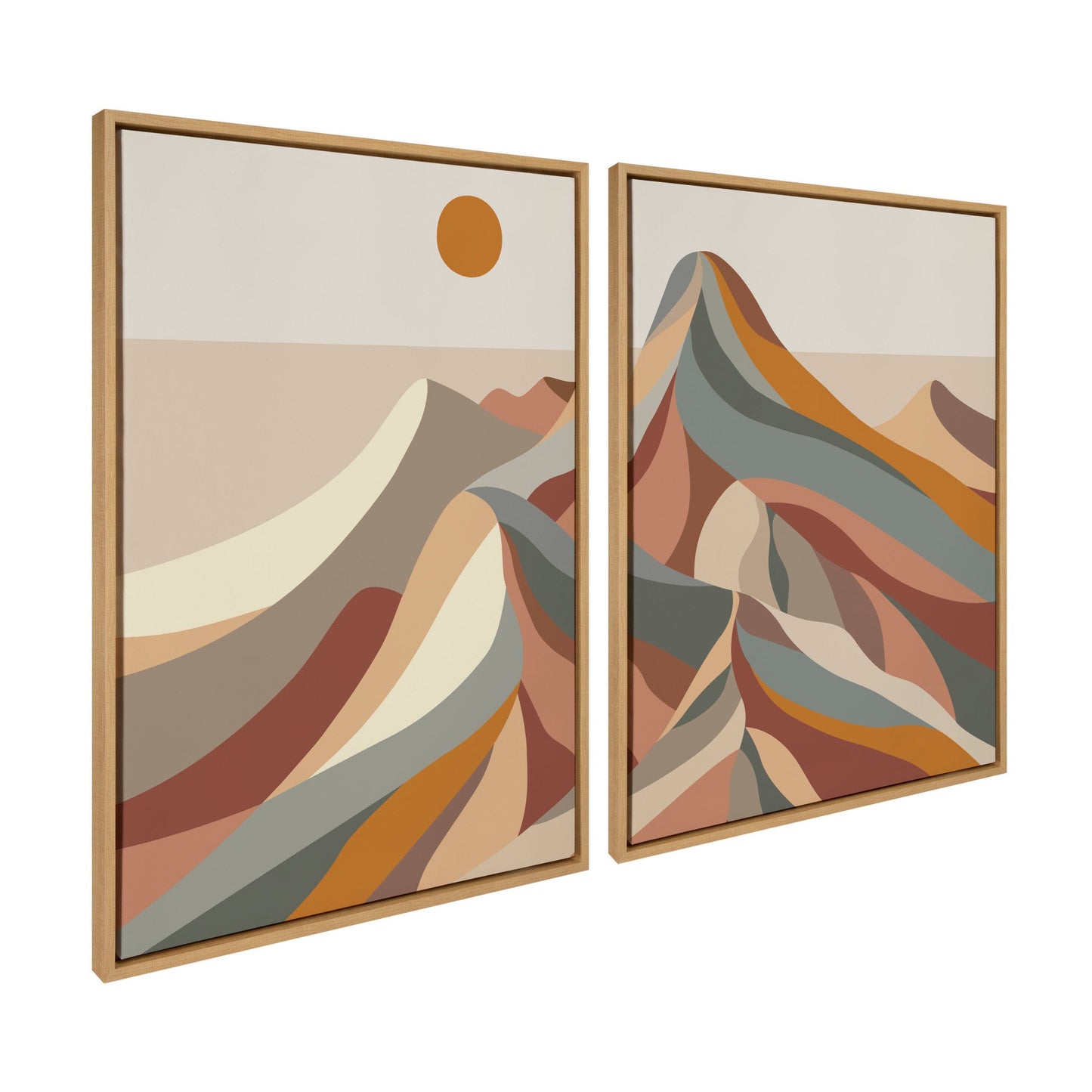 Mid Century Modern Mountains Framed Canvas Art Set