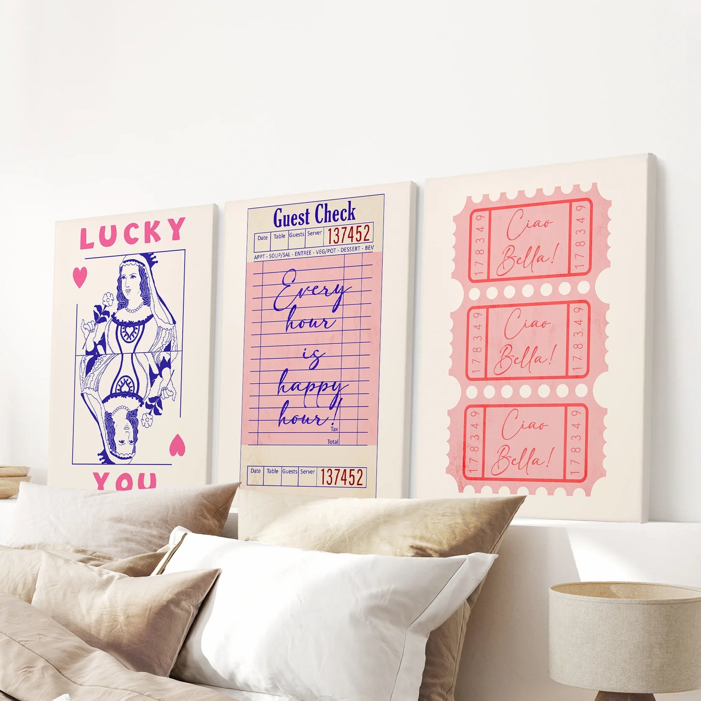 Guest Check Playing Card Retro Dopamine Wall Art Set