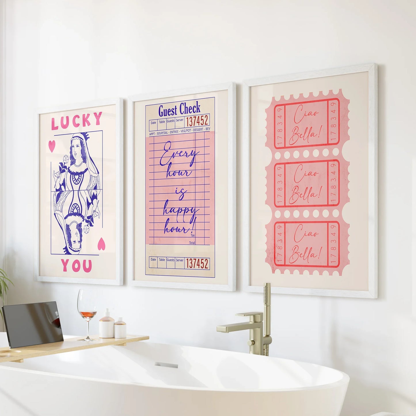 Guest Check Playing Card Retro Dopamine Wall Art Set