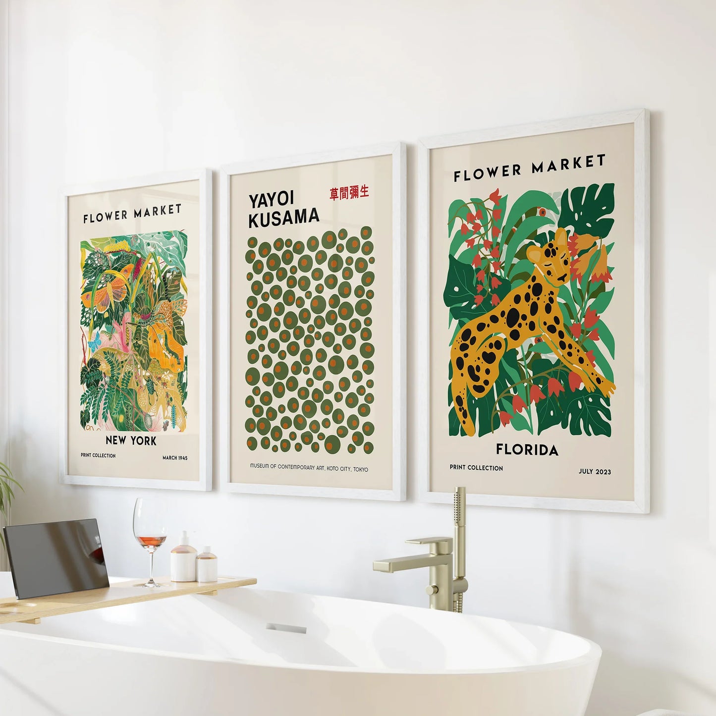 Flower Market Wall Art Set of 3 Modern Tropical Prints