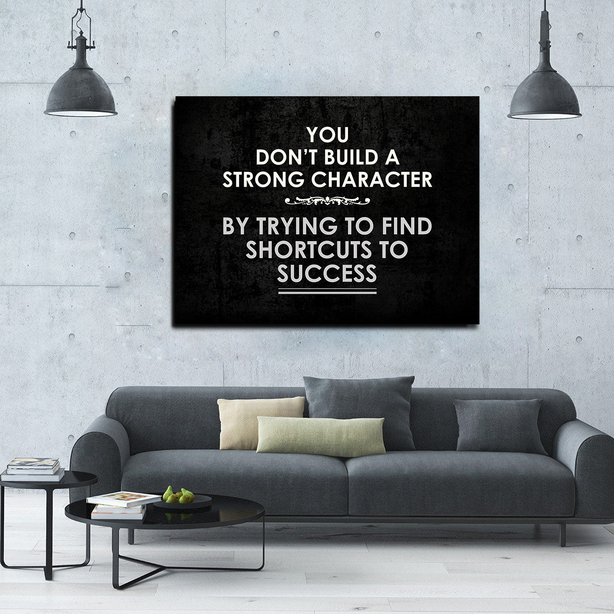 Build strong character motivational canvas wall art