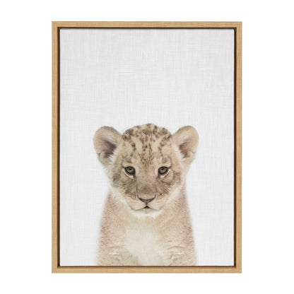 Sylvie Baby Lion Color Framed Canvas by Simon Te of Tai Prints