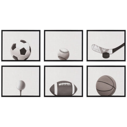 Sylvie Horizontal Hockey Stick And Puck Portrait Framed Canvas, Black 18x24