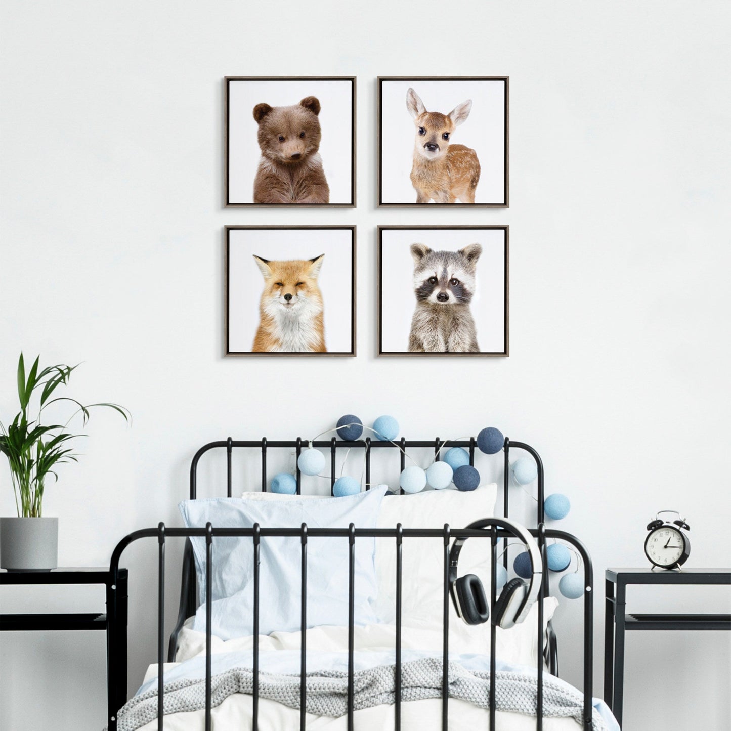 Woodland Animals Framed Canvas Wall Art, Nursery Decor