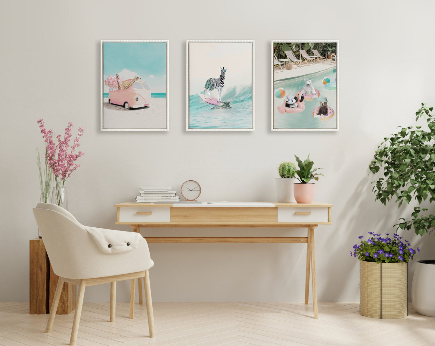 Pool Party Animals Canvas Wall Art