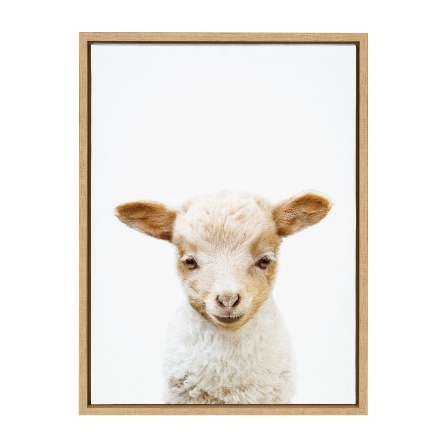 Lamb Portrait Framed Canvas Wall Art, Nursery Farmhouse Decor