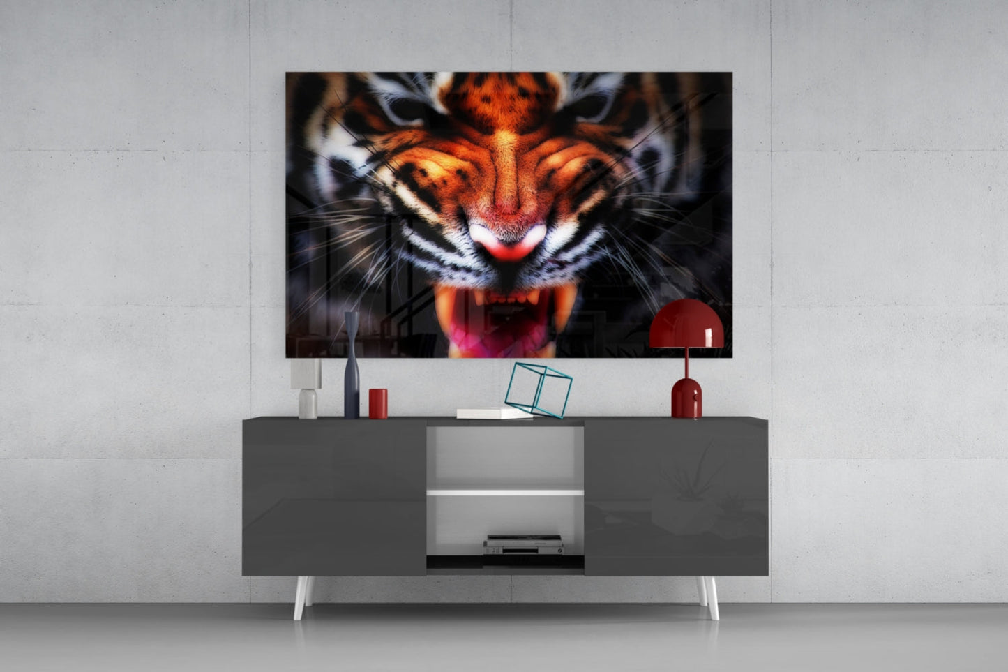 Tiger Snarl Glass Wall Art