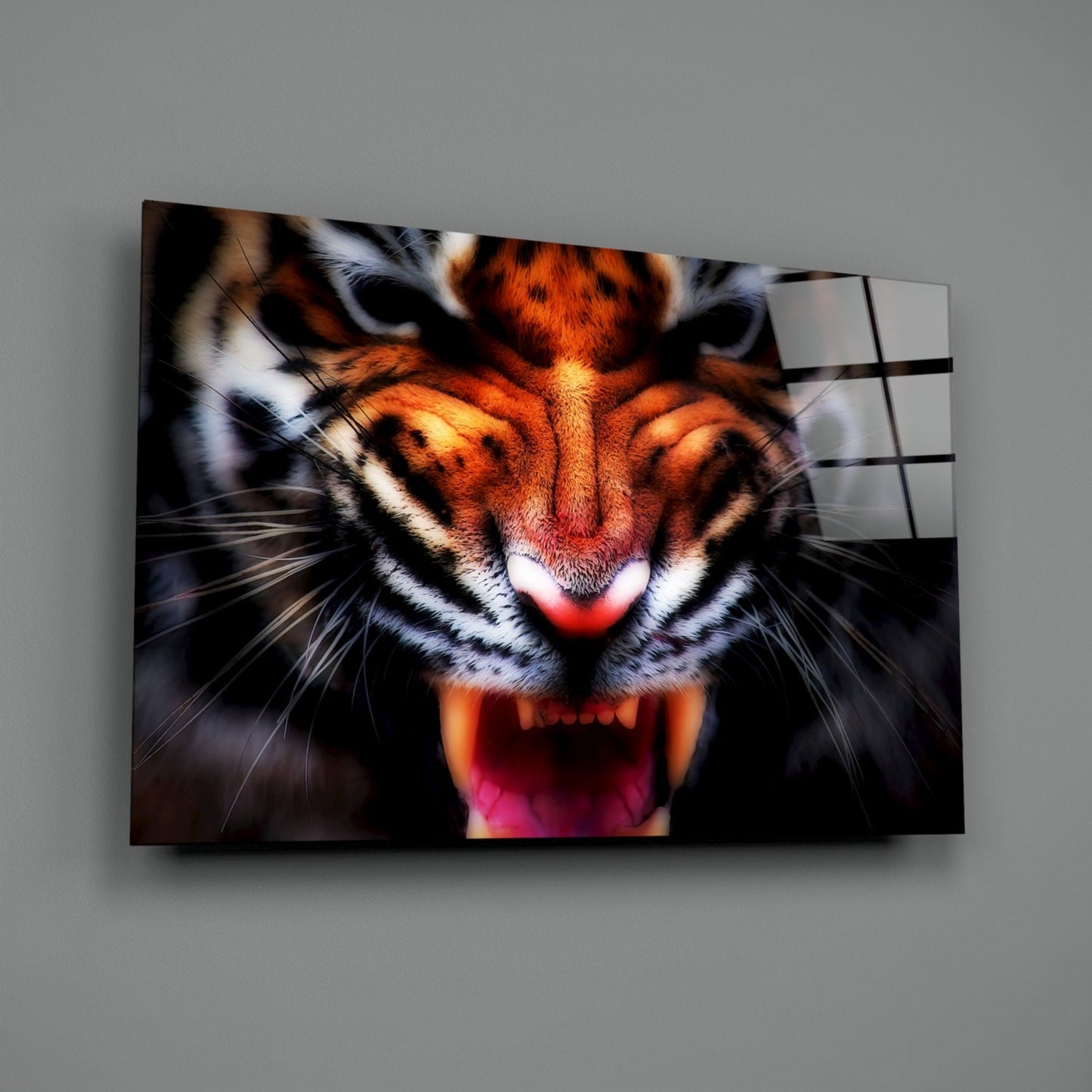 Tiger Snarl Glass Wall Art