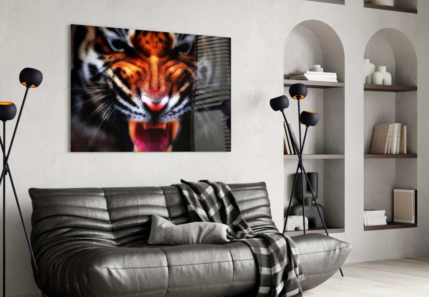 Tiger Snarl Glass Wall Art