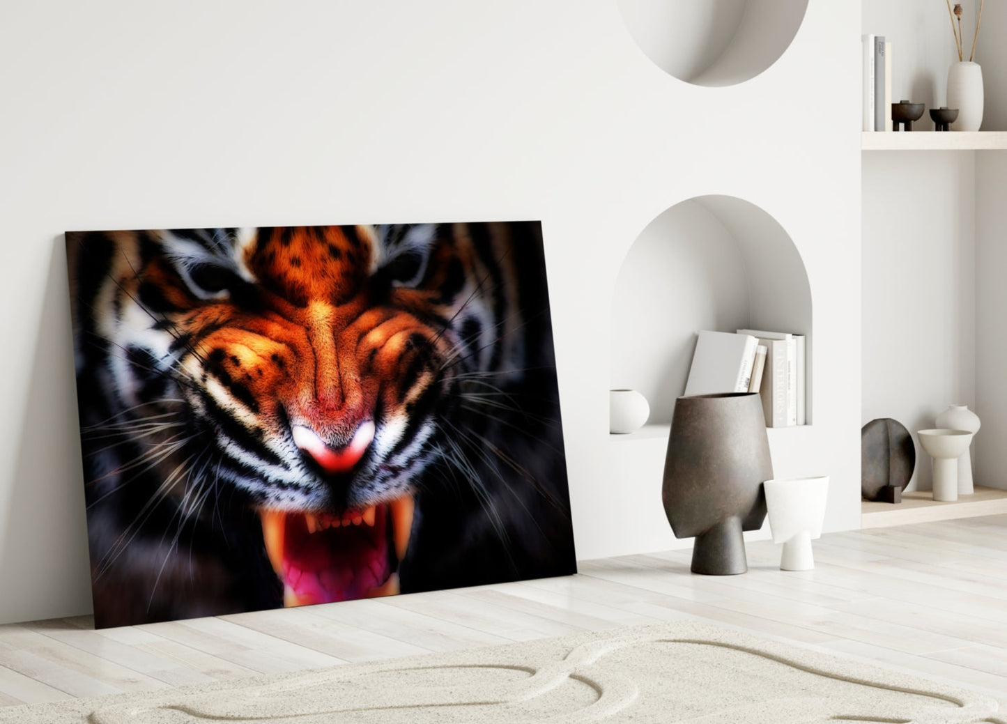 Tiger Snarl Glass Wall Art