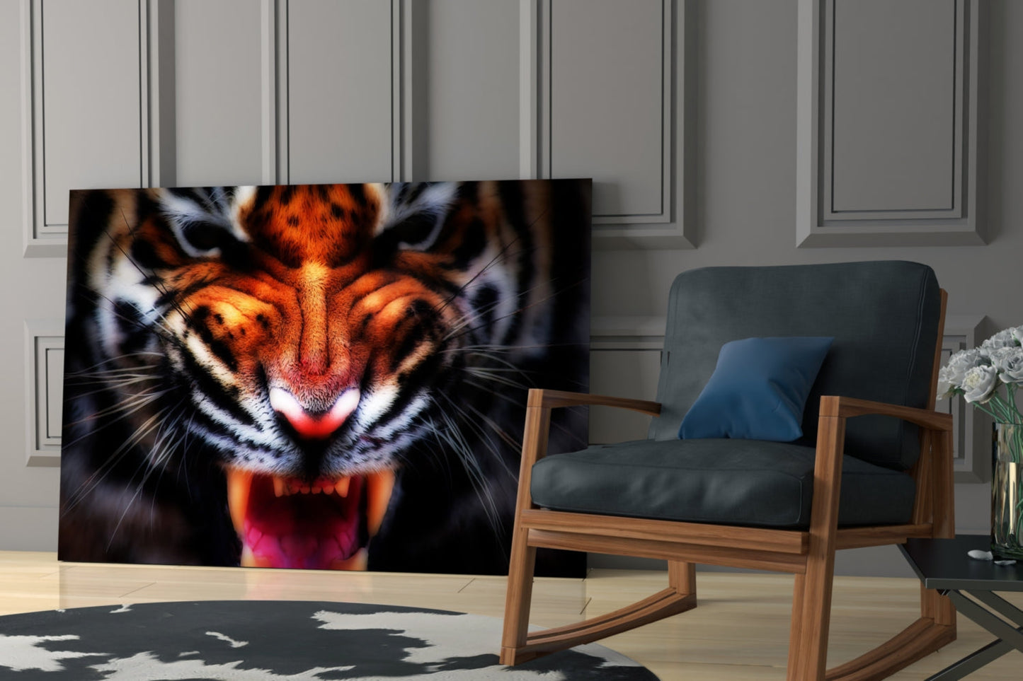 Tiger Snarl Glass Wall Art