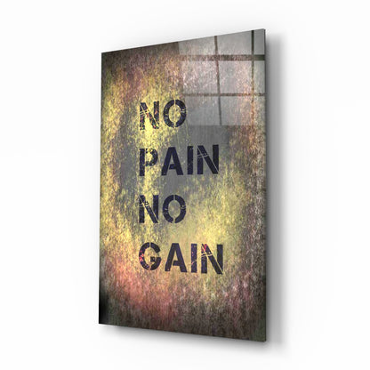 No Pain No Gain Grunge Glass Wall Art