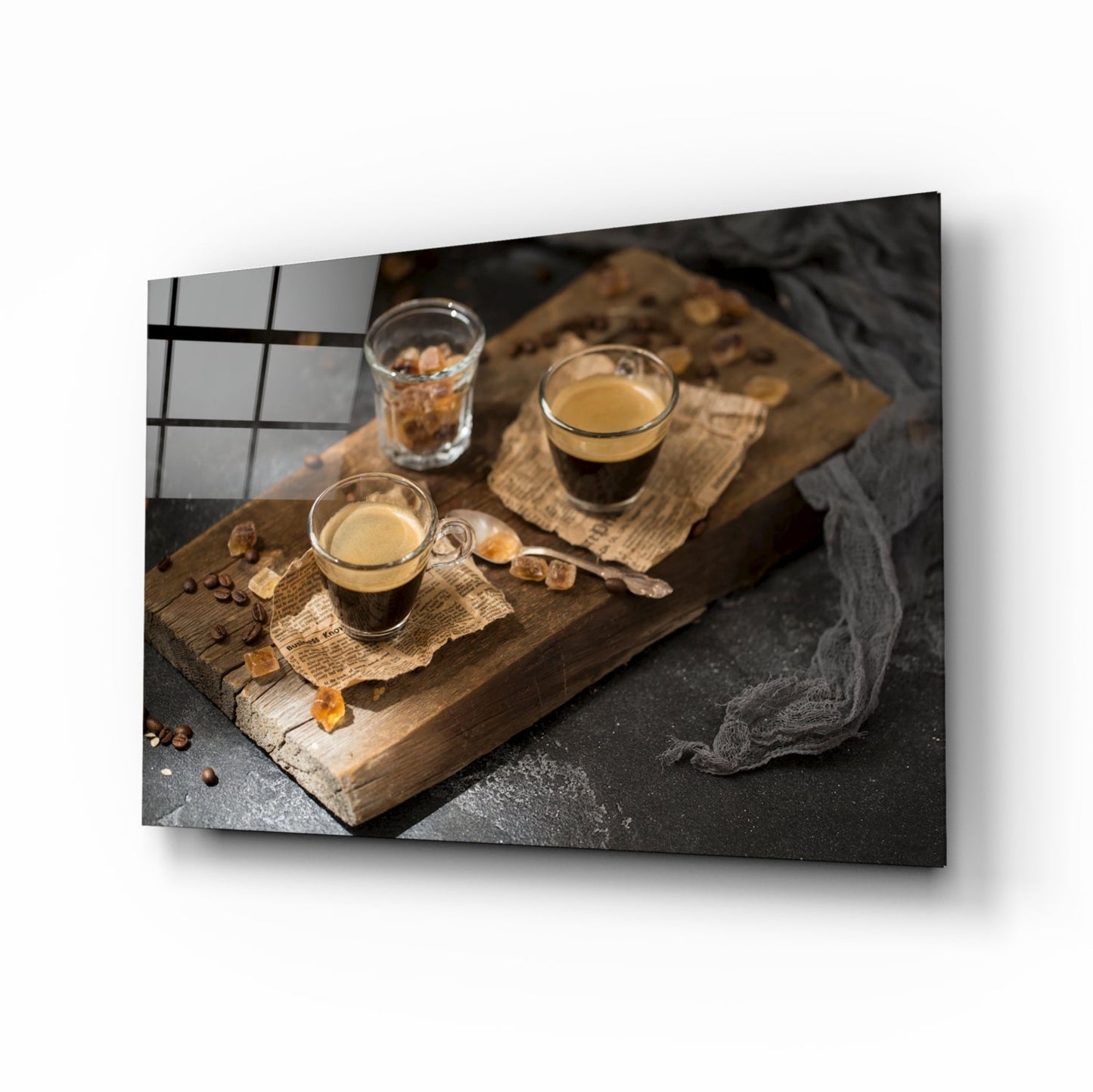 Two espresso shots glass wall art