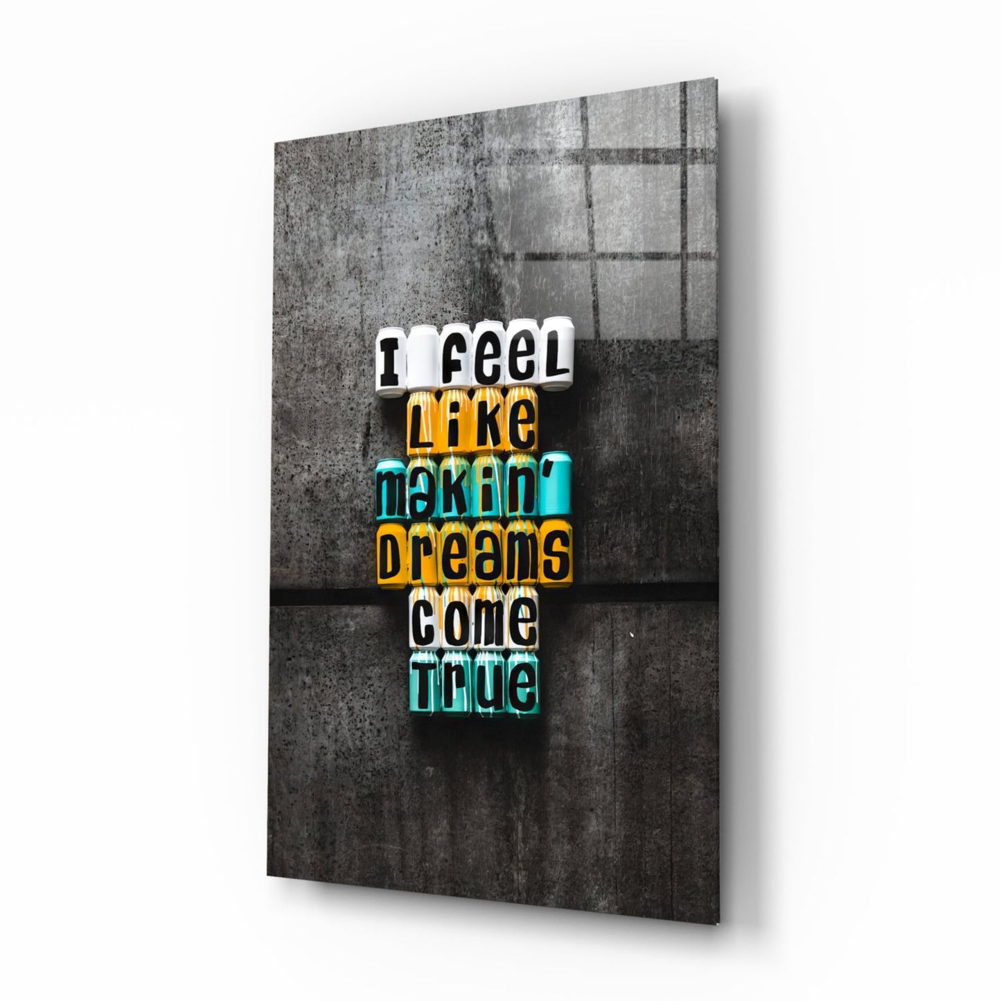 Dreams come true letter blocks glass wall art