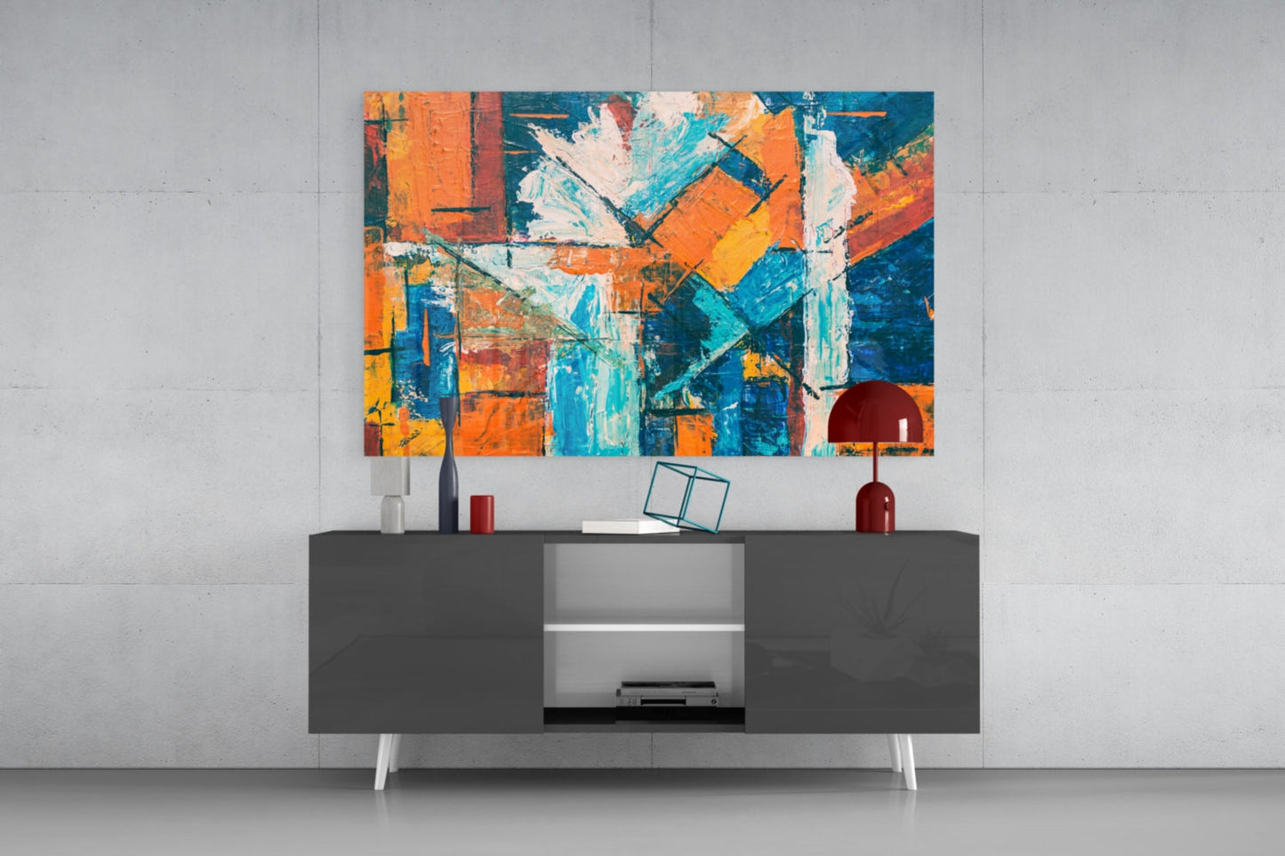 Orange Dream Abstract Impasto Glass Wall Art