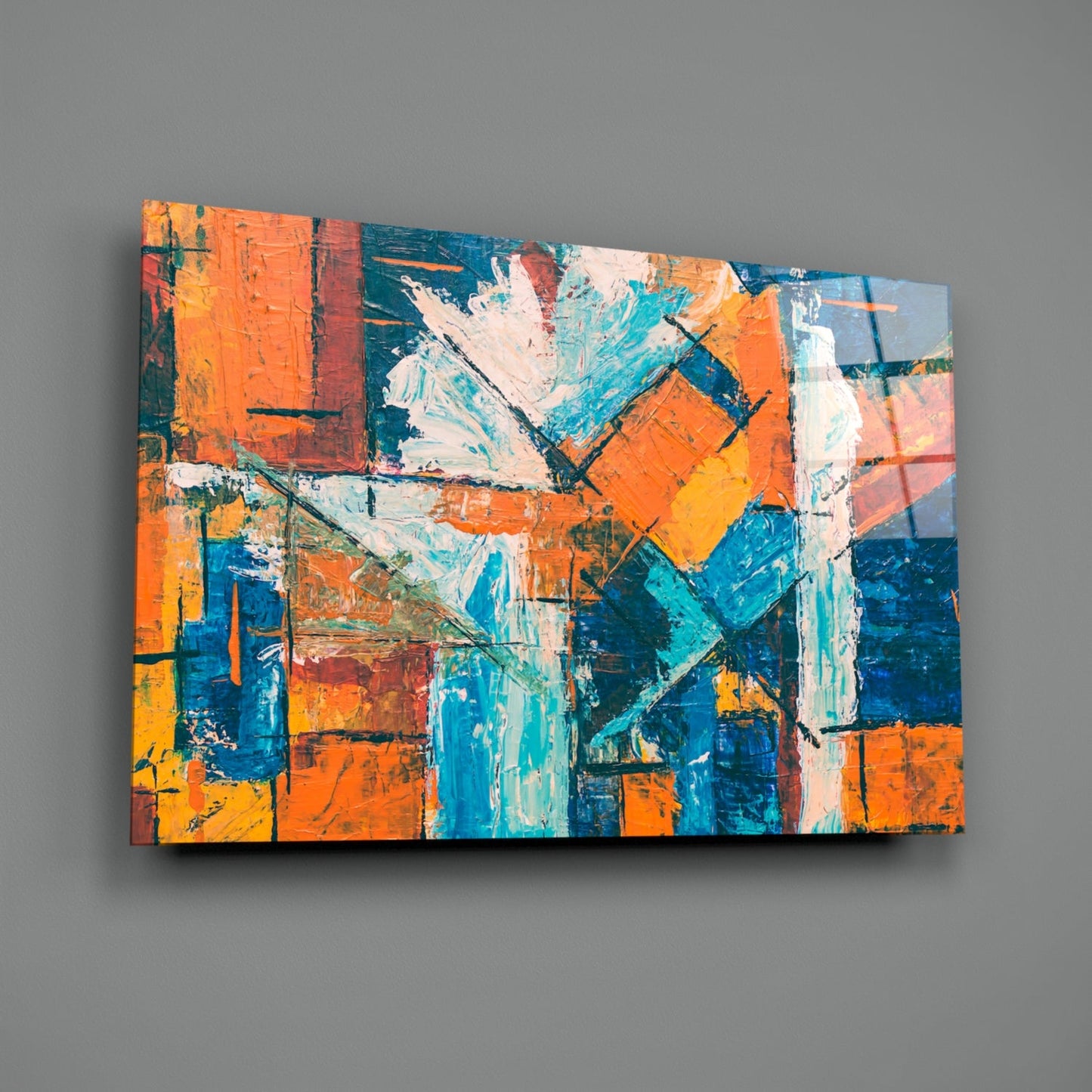 Orange Dream Abstract Impasto Glass Wall Art
